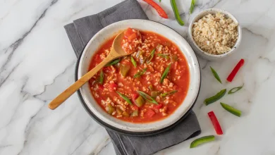 Sopa de Pimentão Recheado com Peru