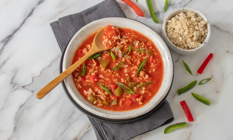 Sopa de Pimentão Recheado com Peru
